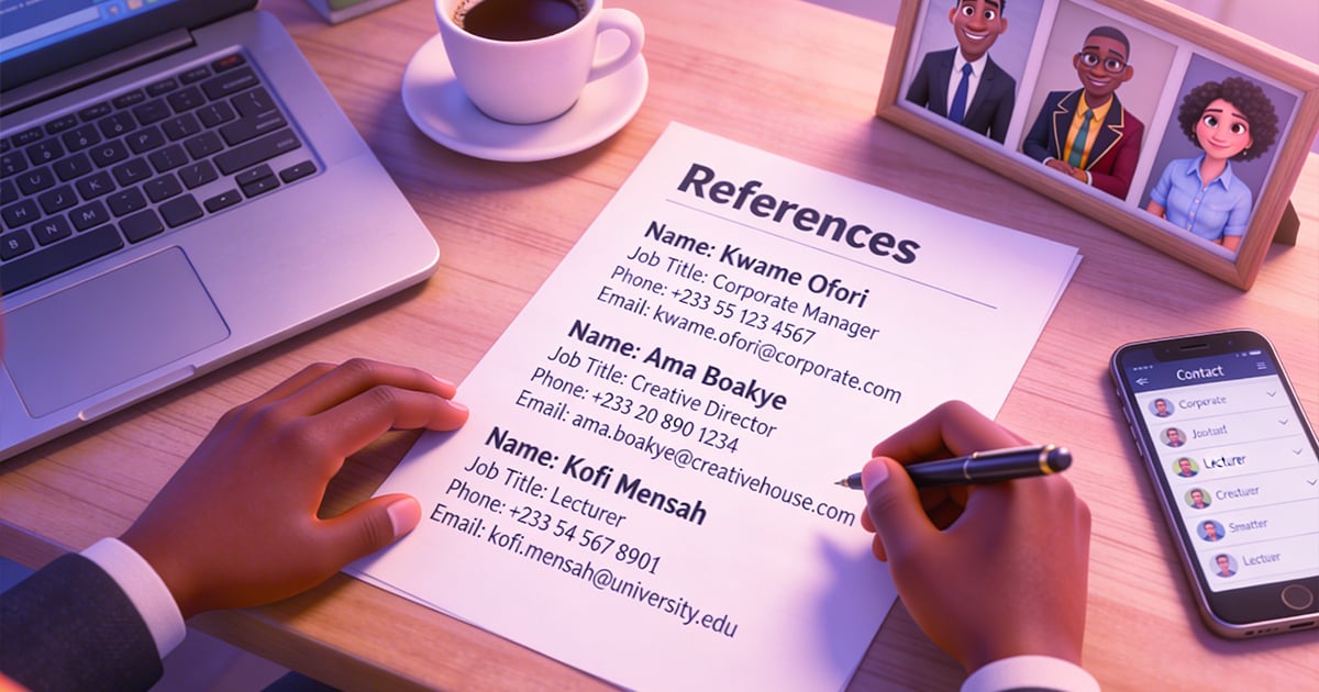 An illustration of how to write references in cv