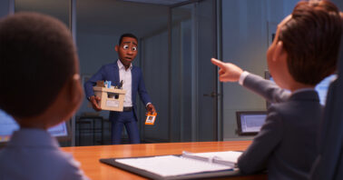 an illustration image of a man been fired by his boss.