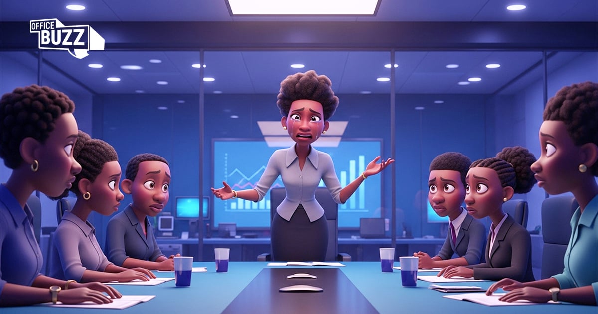 An illustration of a boss crying