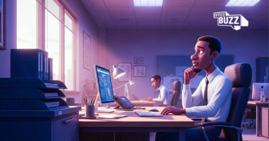 a pixar style image of a young man reflecting on his life