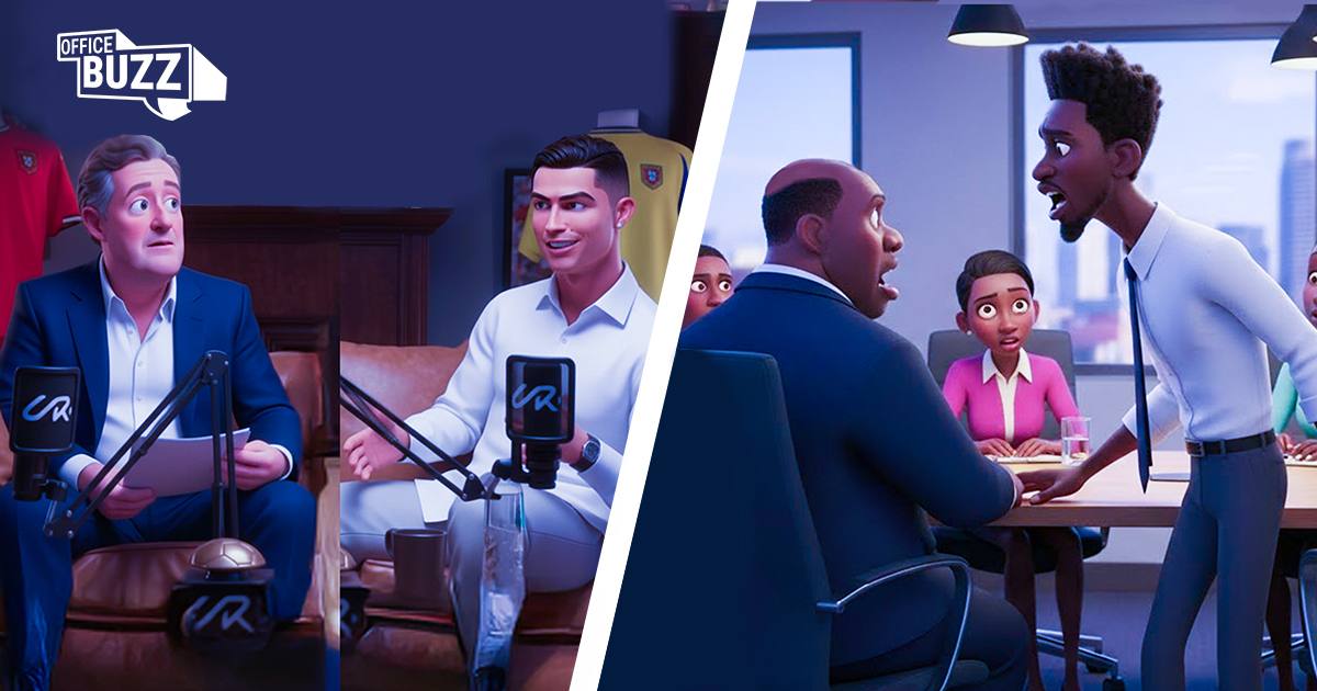 a illustration Ronaldo angry in a interview