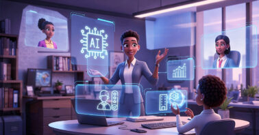 pixar style image of corporate people
