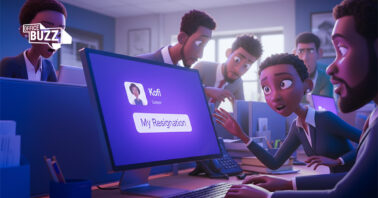 a pixar-style illustration of a group of professionals looking n a screen
