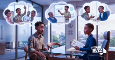 a pixar style image of a young man and woman