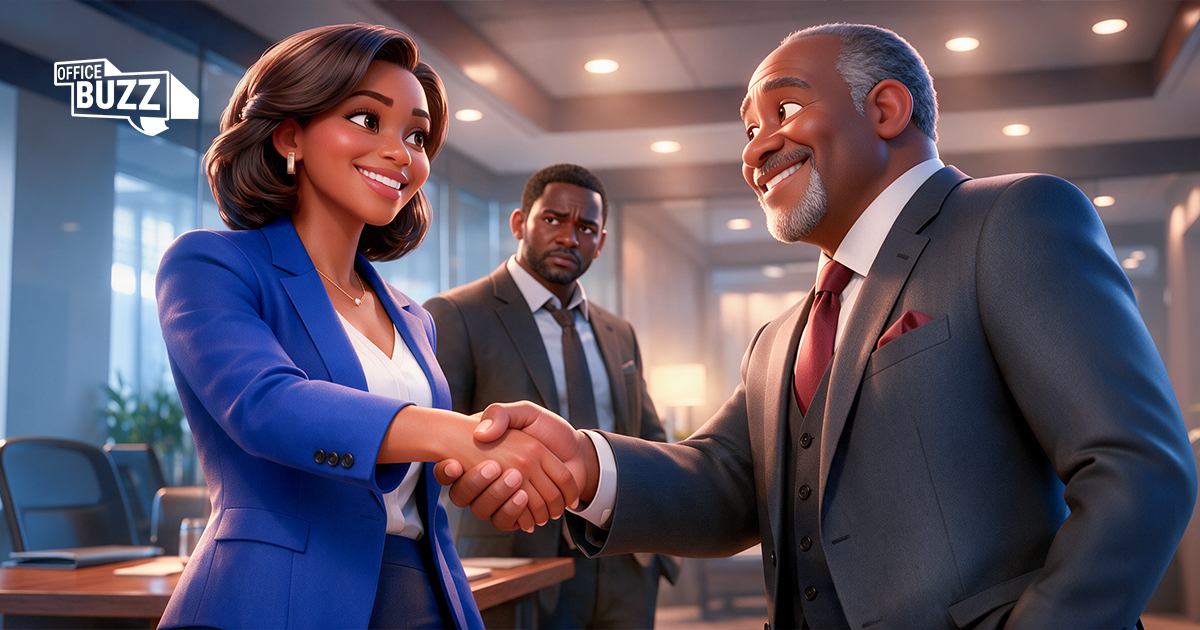 An illustration representing overpromising in sales, showing a sales representative making commitments to clients while the execution team handles the challenge.